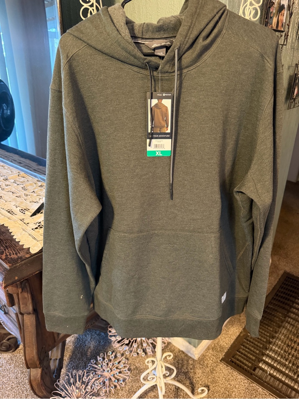 Men's Eddie Bauer Olive Green Pullover Hoodie - XL
